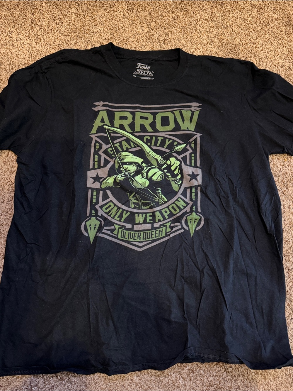 Funko Black T-Shirt with Green Arrow Graphic